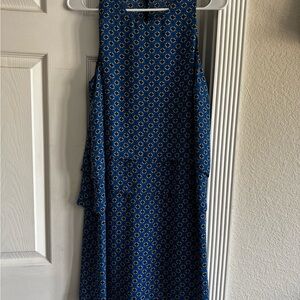 CeCe Navy and Gold High Low Dress